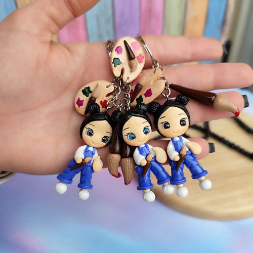 جاکلیدی دخترک نقاش خمیری دست ساز