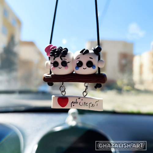 آویز موبایل قندای عاشق خمیری دست ساز