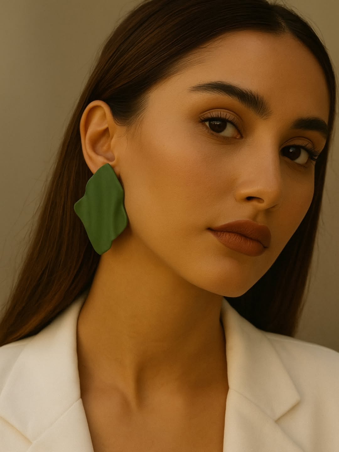 گوشواره خمیری حریر سبز | دست ساز یونیک و خاص