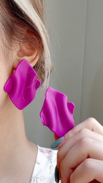 گوشواره خمیری حریر سرخ | دست ساز یونیک و خاص