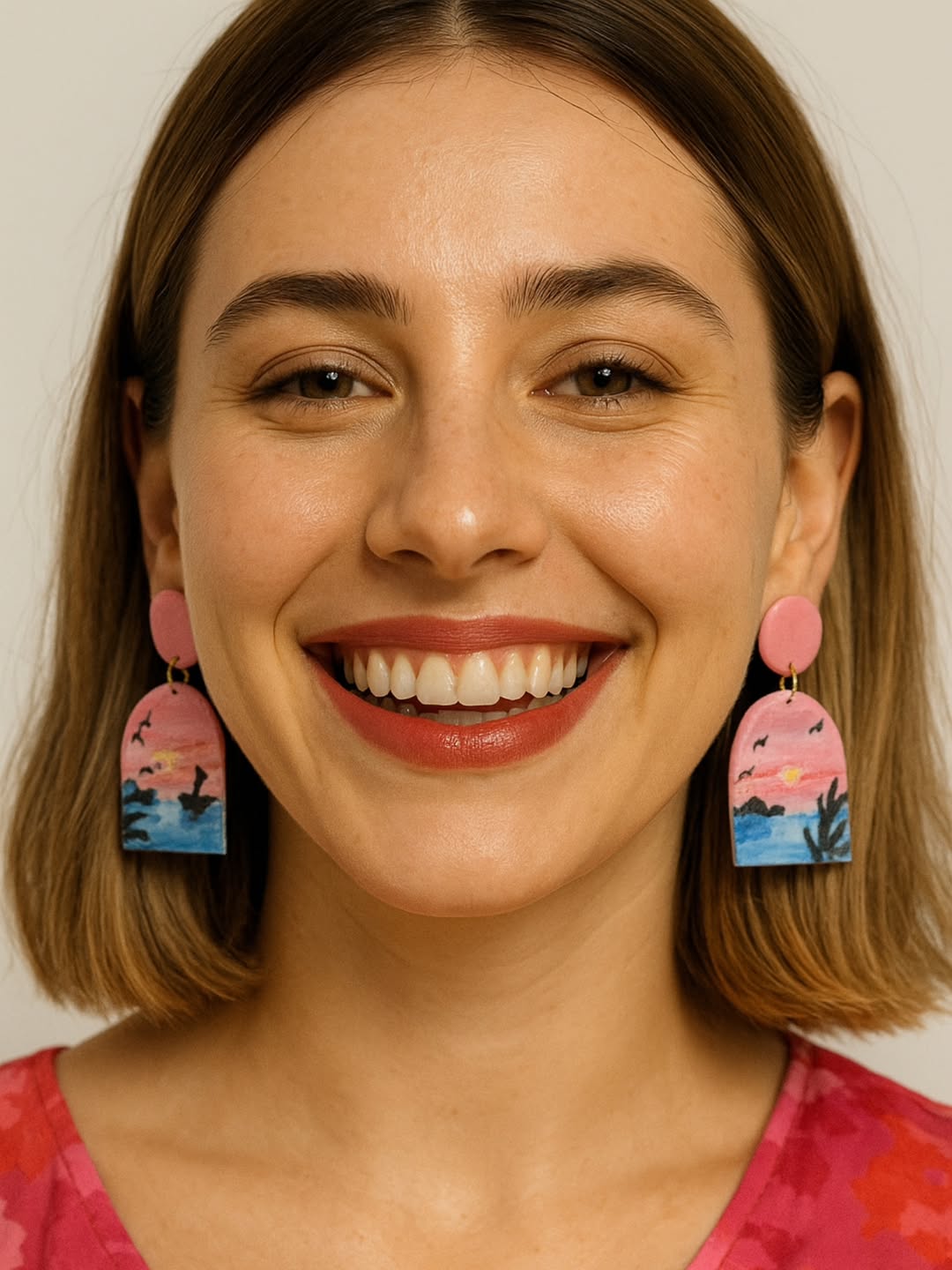 گوشواره دست ساز ونقاشی با دست