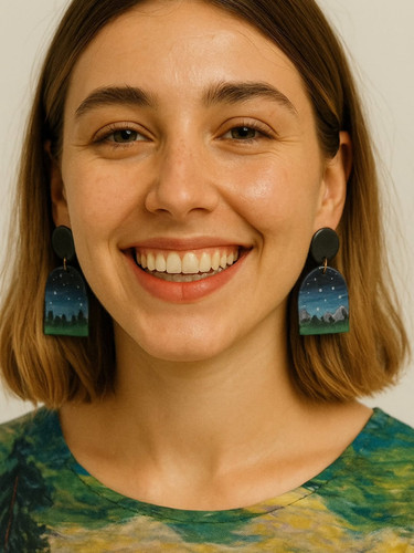 گوشواره دستساز نقاشی با دست